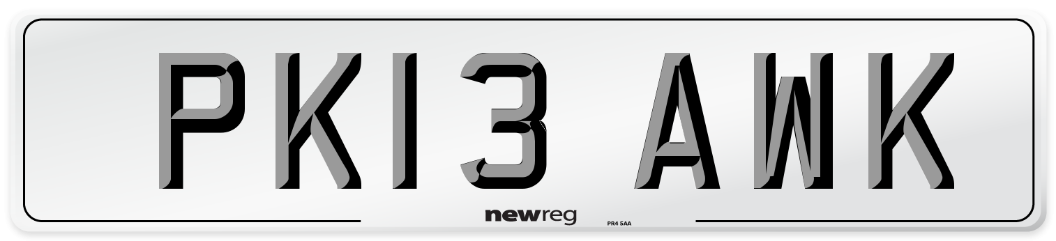 PK13 AWK Number Plate from New Reg